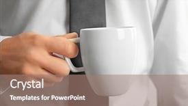  Presentation with handball champions league cup - Slide set enhanced with clean label - man holding blank cup closeup background and a coral colored foreground