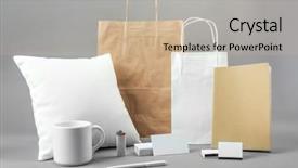  Presentation with branding - Presentation enhanced with retail corporation - set of blank items background and a soft green colored foreground