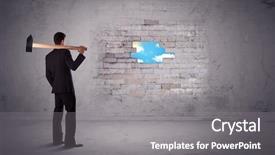  Presentation with rebuild - Colorful slide deck enhanced with rebuild - business man hitting grungy brick backdrop and a gray colored foreground
