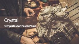  Presentation with motorcycle engine - Cool new presentation theme with rebuild - mechanic working with with motorcycle backdrop and a violet colored foreground