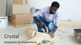  Presentation with drilling - Beautiful slide set featuring rebuild - new settler drilling wooden plank backdrop and a soft green colored foreground