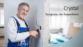  Presentation with electrical - Slide deck enhanced with rebuild - senior man working background and a light gray colored foreground