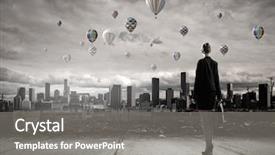  Presentation with disaster - Audience pleasing PPT theme consisting of rebuilding disaster - rear view of businesswoman looking backdrop and a gray colored foreground