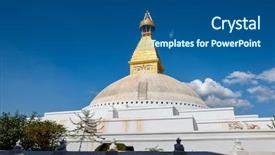  Presentation with stupa - Colorful theme enhanced with rebuilt since 2015 nepal earthquake backdrop and a ocean colored foreground