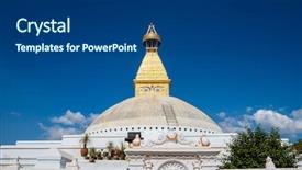  Presentation with stupa - Theme with rebuilt since 2015 nepal earthquake background and a ocean colored foreground