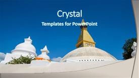  Presentation with stupa - PPT layouts featuring rebuilt since 2015 nepal earthquake background and a ocean colored foreground