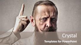  Presentation with man looking up happy - PPT theme consisting of rebuke - bearded man looking angry background and a  colored foreground