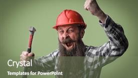  Presentation with hammer sickle - Beautiful PPT theme featuring rebuke - bearded man with hammer shouting backdrop and a  colored foreground