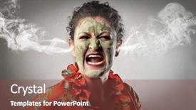  Presentation with smoke - Slide deck enhanced with rebuke - furious woman screaming with smoke background and a  colored foreground