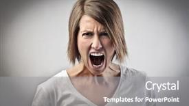  Presentation with woman and drugs - Colorful presentation design enhanced with rebuke - furious woman screaming backdrop and a gray colored foreground
