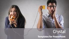  Presentation with communicate - Presentation design featuring rebuke - man and woman trying background and a gray colored foreground