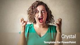  Presentation with doctor helps to get out of bed an elderly woman - Presentation theme featuring rebuke - stressed-out woman shouting background and a coral colored foreground