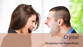  Presentation with person looking out in nature - Presentation with rebuke - two persons yelling background and a coral colored foreground