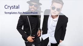  Presentation with two men climbing - Audience pleasing slide deck consisting of rebuke - two serious young men standing backdrop and a sky blue colored foreground