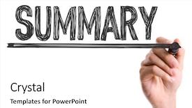  Presentation with summary - Slides enhanced with recap - hand with marker writing background and a white colored foreground