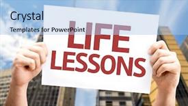 Presentation with urban - Slides with recap - life lessons card background and a light blue colored foreground