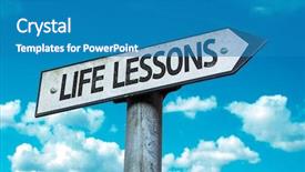 Presentation with life - Presentation theme featuring recap - life lessons sign with sky background and a teal colored foreground