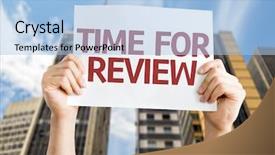  Presentation with review - Audience pleasing theme consisting of recapitulate - time for review card backdrop and a light blue colored foreground