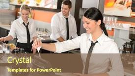  Presentation with giving - PPT layouts with receipt colleagues working in cafe background and a tawny brown colored foreground