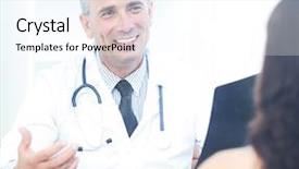  Presentation with doctor family - Slide deck featuring receivables process - family doctor counsels the patient background and a cool aqua colored foreground