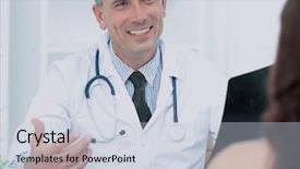  Presentation with doctor family - Audience pleasing theme consisting of receivables process - family doctor counsels the patient backdrop and a  colored foreground