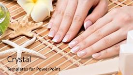  Presentation with nail salon - Amazing PPT theme having receivables process - woman in a nail salon backdrop and a  colored foreground