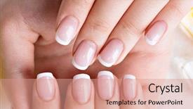  Presentation with nail salon - Slide set with receivables process - woman in a nail salon background and a coral colored foreground