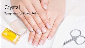  Presentation with nail salon - Audience pleasing PPT theme consisting of receivables process - woman in a nail salon backdrop and a lemonade colored foreground