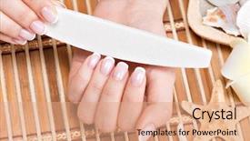  Presentation with beauty salon - Amazing presentation theme having receivables process - woman in a nail salon backdrop and a coral colored foreground