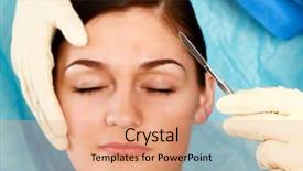  Presentation with process - Theme having receivables process - woman receiving a plastic operation background and a coral colored foreground