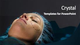  Presentation with orthopaedict operation - PPT theme enhanced with receivables process - woman receiving plastic operation background and a dark gray colored foreground