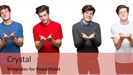  Presentation with collage - Presentation design featuring receiver - collage of young man background and a red colored foreground