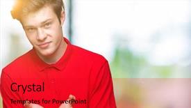  Presentation with young man wearing a hat - Audience pleasing PPT theme consisting of receiver - young handsome man wearing red backdrop and a red colored foreground