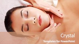  Presentation with face massage spa skin - Presentation theme consisting of receiving face massage at spa background and a coral colored foreground