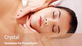 Presentation with face massage spa skin - Audience pleasing presentation design consisting of receiving face massage at spa backdrop and a  colored foreground