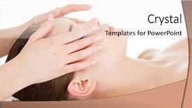  Presentation with face massage spa skin - Presentation design consisting of receiving face massage at spa background and a  colored foreground