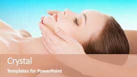  Presentation with face massage spa skin - PPT theme having receiving face massage at spa background and a  colored foreground