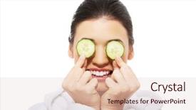  Presentation with facial - Presentation with receiving facial mask of cucumber background and a lemonade colored foreground