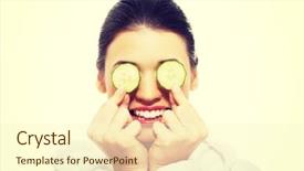  Presentation with facial - Cool new slide set with receiving facial mask of cucumber backdrop and a cream colored foreground