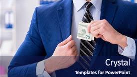  Presentation with bonus - Colorful slide set enhanced with receiving his salary and bonus backdrop and a navy blue colored foreground