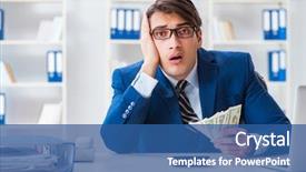  Presentation with salary - Beautiful presentation design featuring receiving his salary and bonus backdrop and a ocean colored foreground