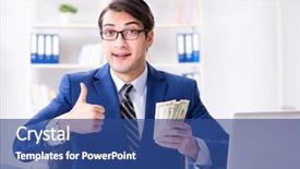  Presentation with bonus - Presentation theme having receiving his salary and bonus background and a ocean colored foreground