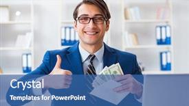  Presentation with bonus - Slides having receiving his salary and bonus background and a ocean colored foreground