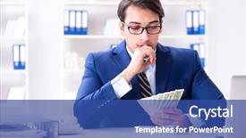  Presentation with bonus - PPT theme consisting of receiving his salary and bonus background and a ocean colored foreground