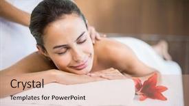  Presentation with indian head massage - Theme featuring woman smiling while receiving massage background and a coral colored foreground