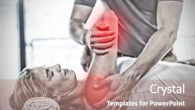  Presentation with shoulder - Audience pleasing presentation theme consisting of receiving shoulder therapy from physiotherapist backdrop and a coral colored foreground