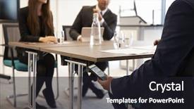  Presentation with debt management text - Slide deck having receiving text message during meeting background and a dark gray colored foreground