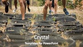  Presentation with training camp - Slide set with receiving tire obstacle course training background and a violet colored foreground