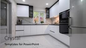  Presentation with modern - Presentation design consisting of recently-renovated-kitchen-with-sleek background and a light gray colored foreground