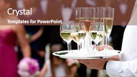  Presentation with beverages - PPT theme with reception - beverages being served background and a tawny brown colored foreground